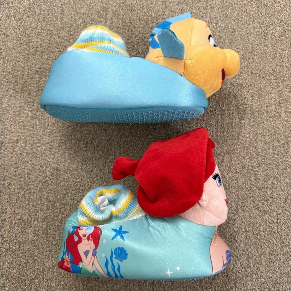 Disney Ariel and Flounder Kids Slippers - Red and Yellow Sz 9/10